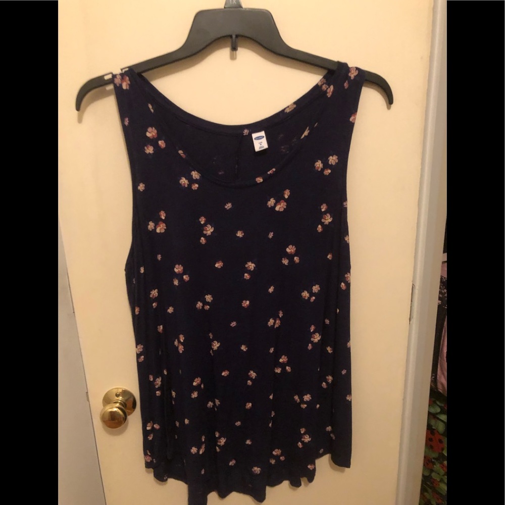 Old Navy blue with flowers swing bottom tank top size XL